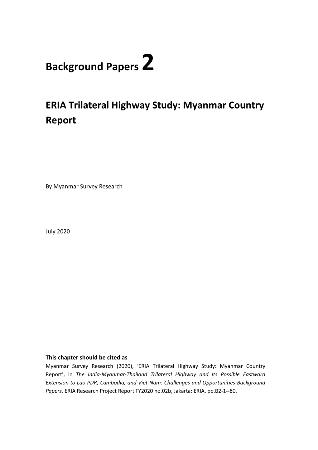 Background Paper 2: Myanmar Country Report