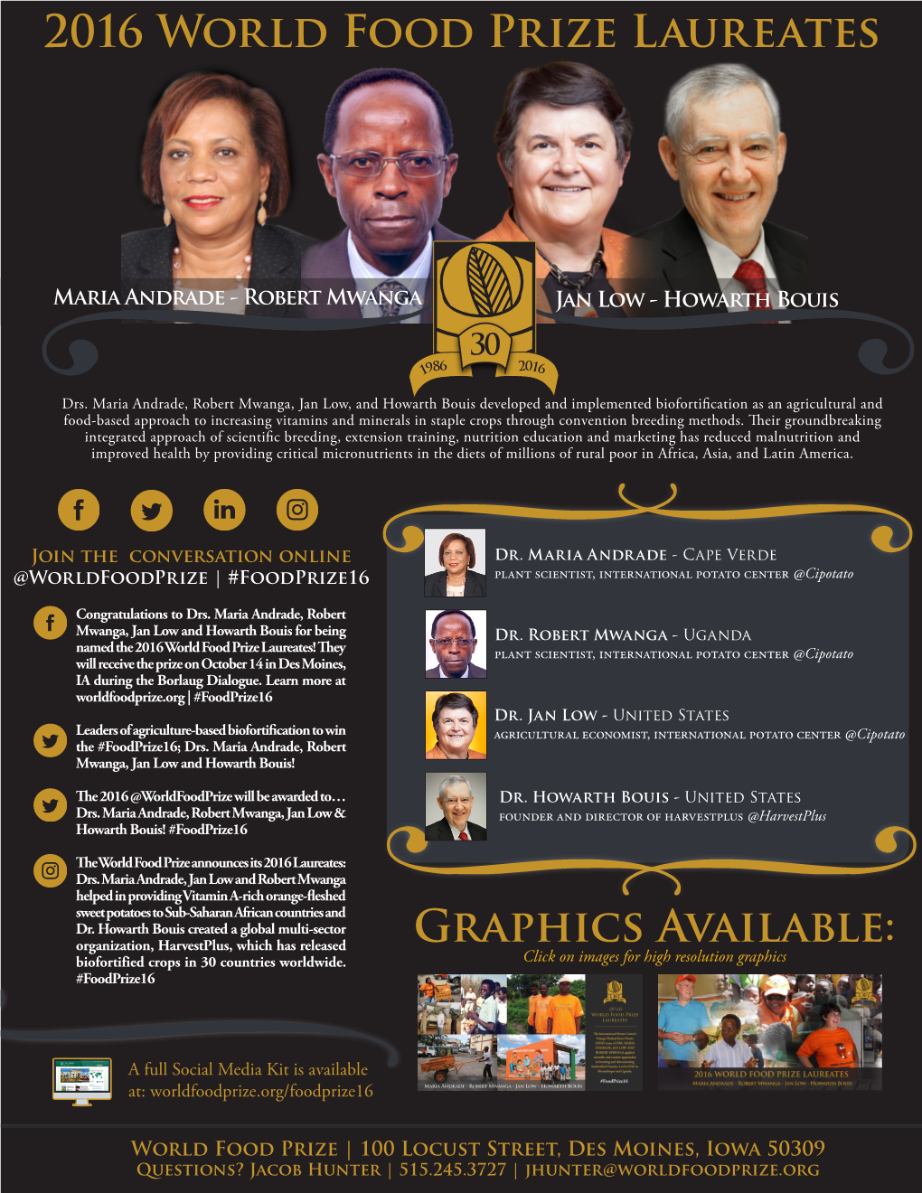 2016 World Food Prize Laureates Graphics Available