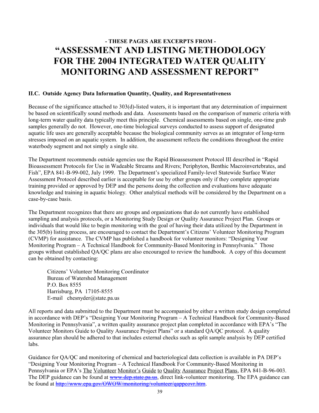 Integrated List Of Waters And Listing Methodology
