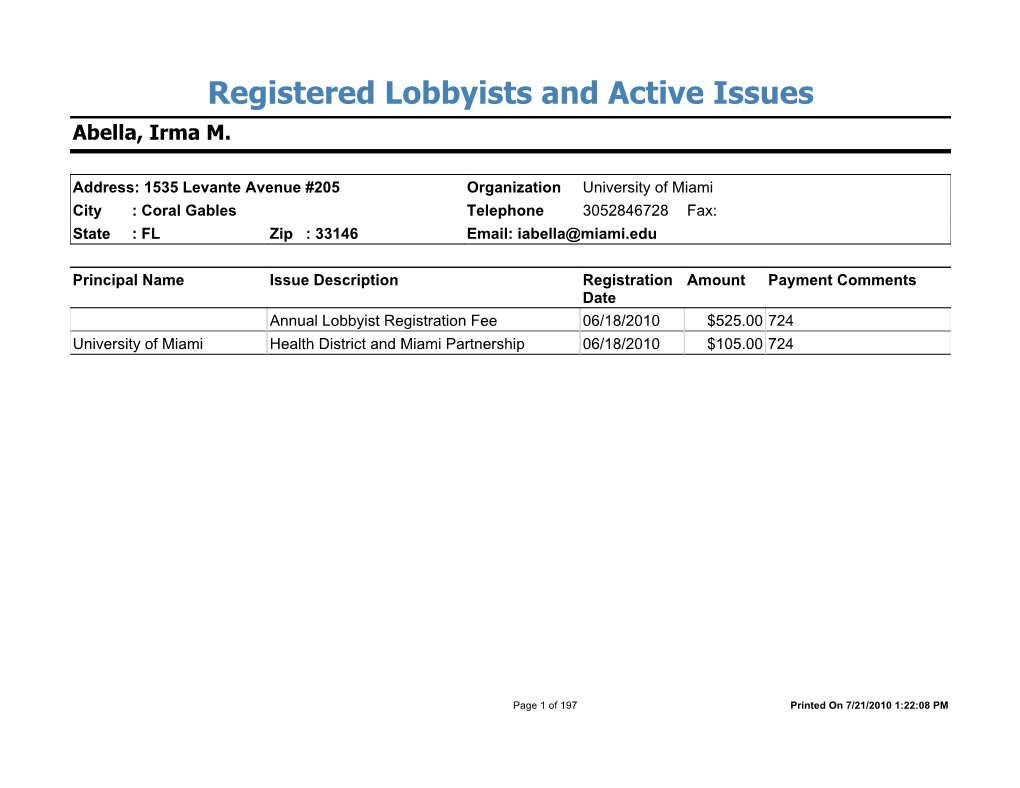 Active Registration and Issues