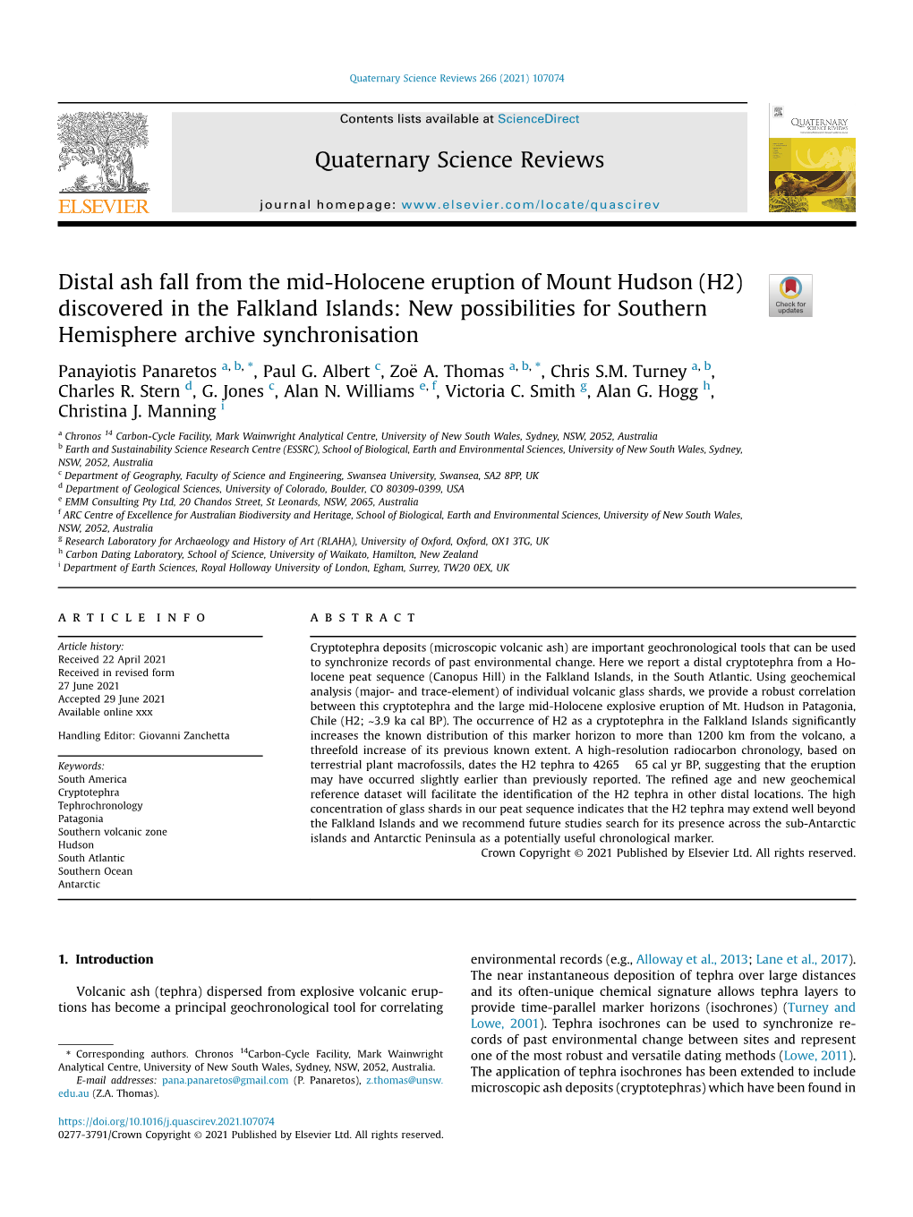 Distal Ash Fall from the Mid-Holocene Eruption of Mount Hudson (H2