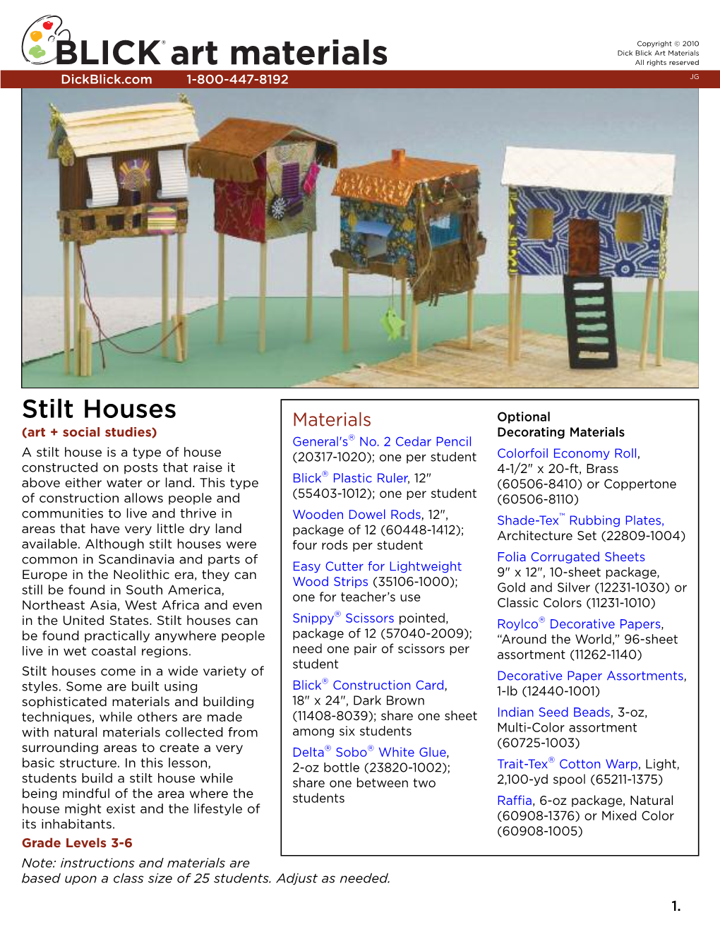 Stilt Houses Materials Optional (Art + Social Studies) Decorating Materials General's ® No