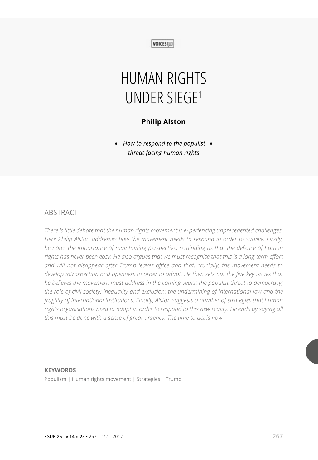 Human Rights Under Siege1