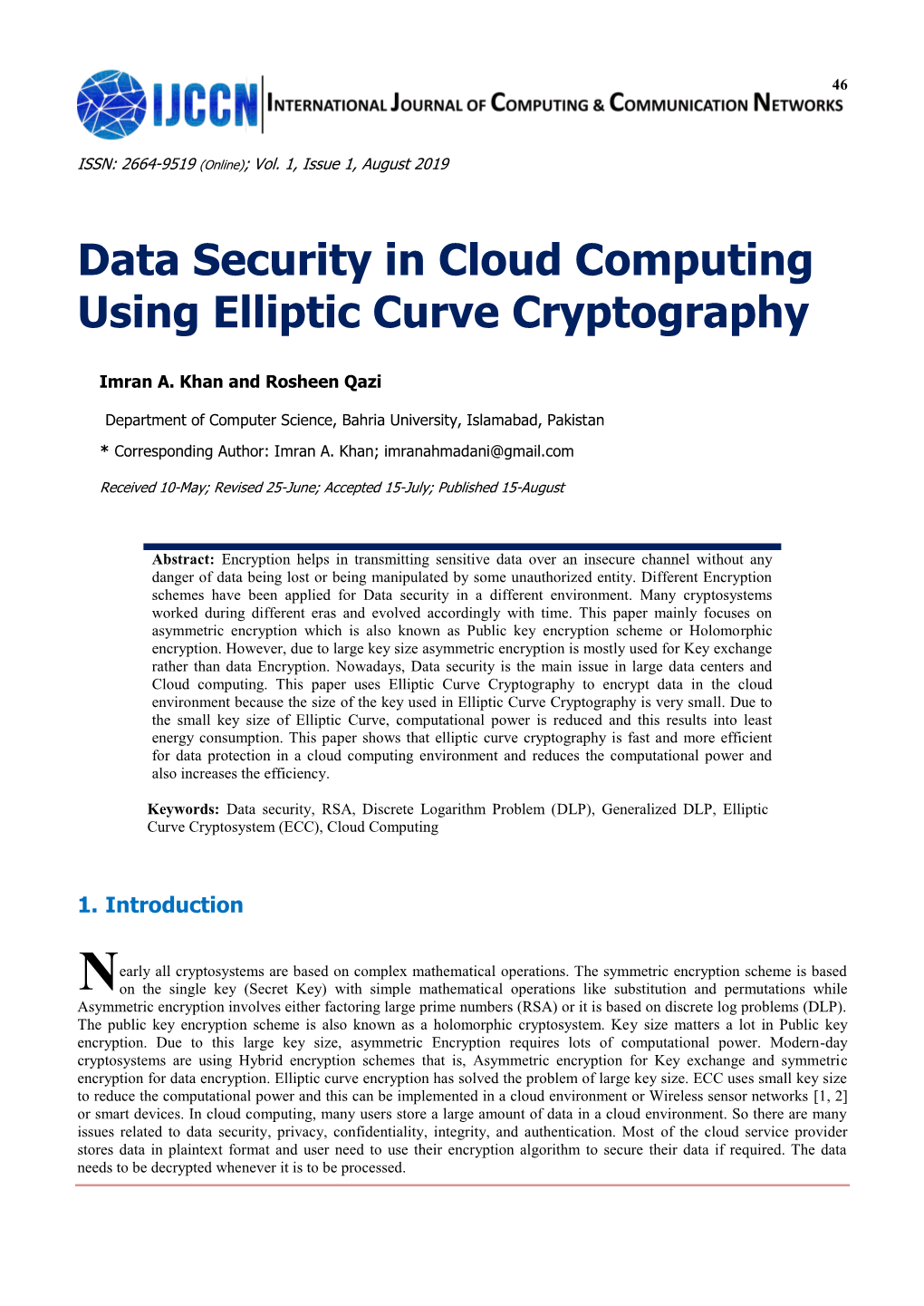 Data Security in Cloud Computing Using Elliptic Curve Cryptography