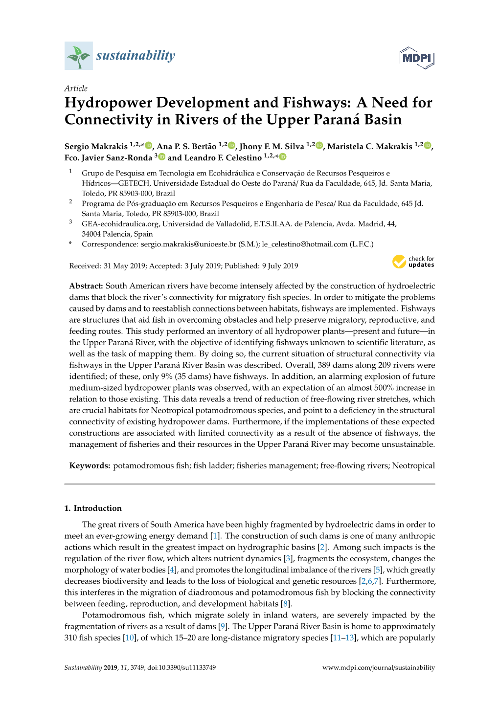 Hydropower Development and Fishways: a Need for Connectivity in Rivers of the Upper Paraná Basin