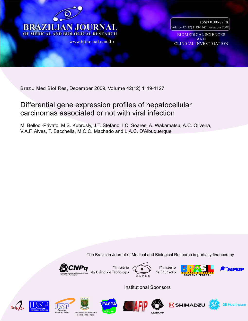 Differential Gene Expression Profiles of Hepatocellular Carcinomas Associated Or Not with Viral Infection