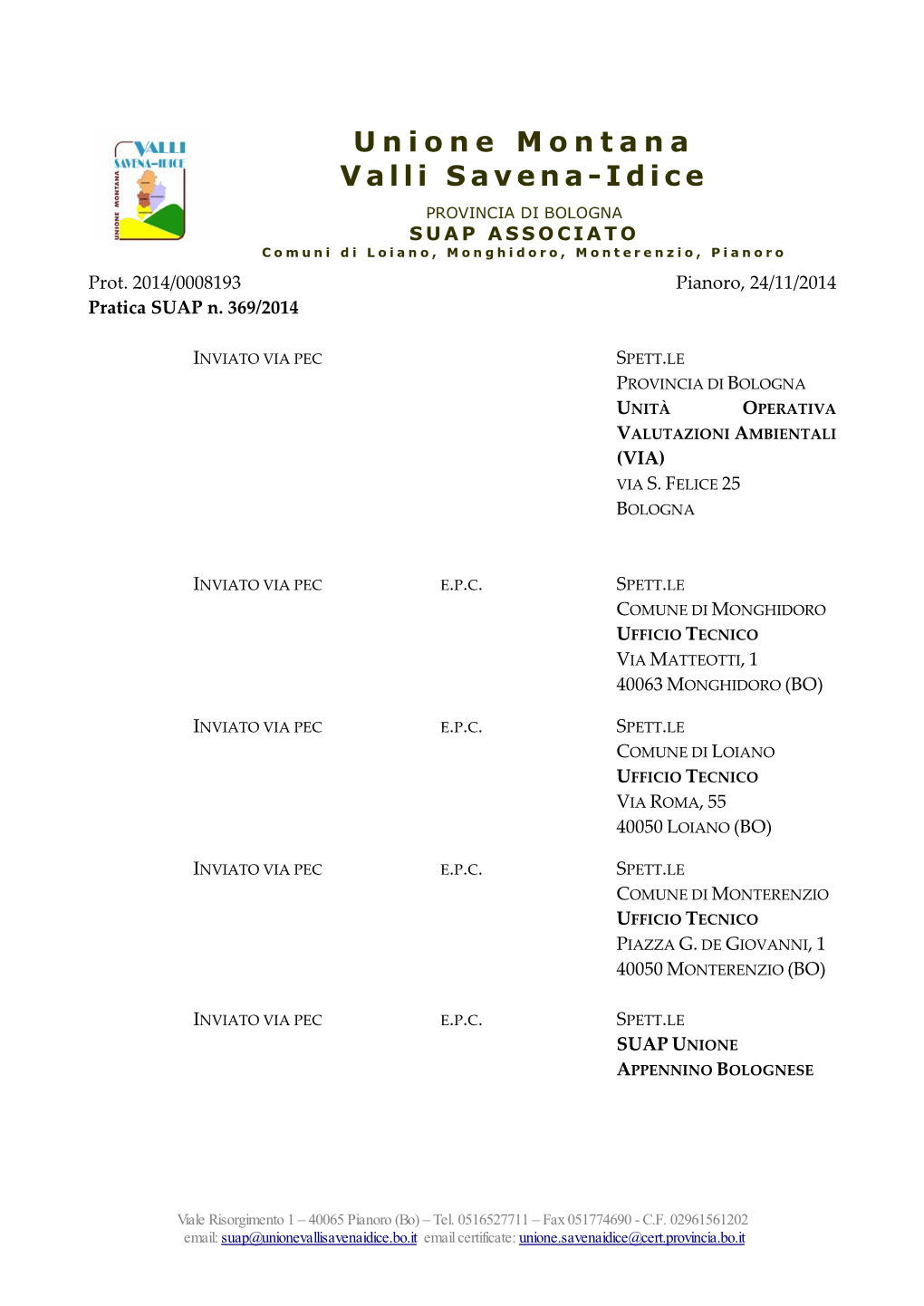 Unione Montana Valli Savena-Idice – Amministrazione Tasparente - Pianificazione E Governo Del Territorio – Molino Fiumana