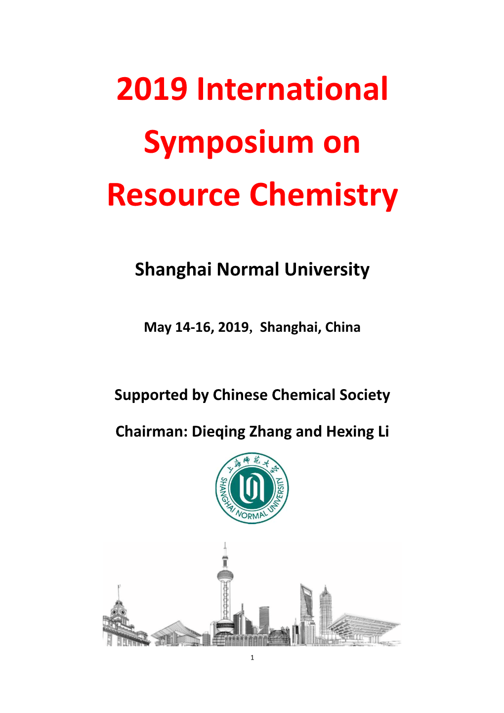 2019 International Symposium on Resource Chemistry