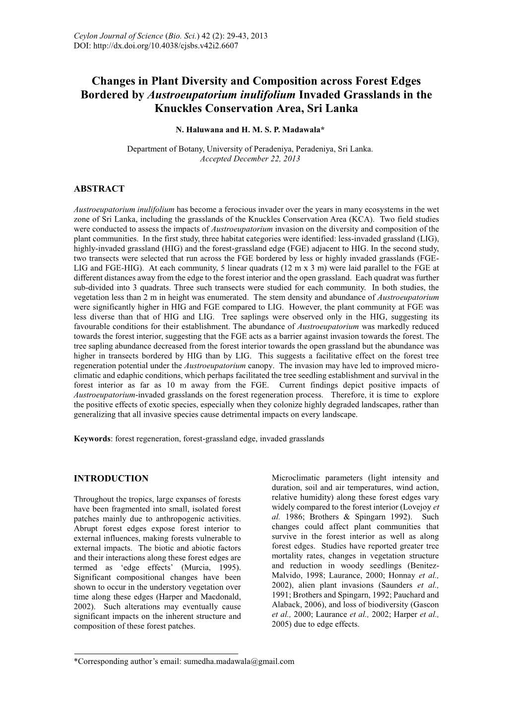 Changes in Plant Diversity and Composition Across Forest Edges