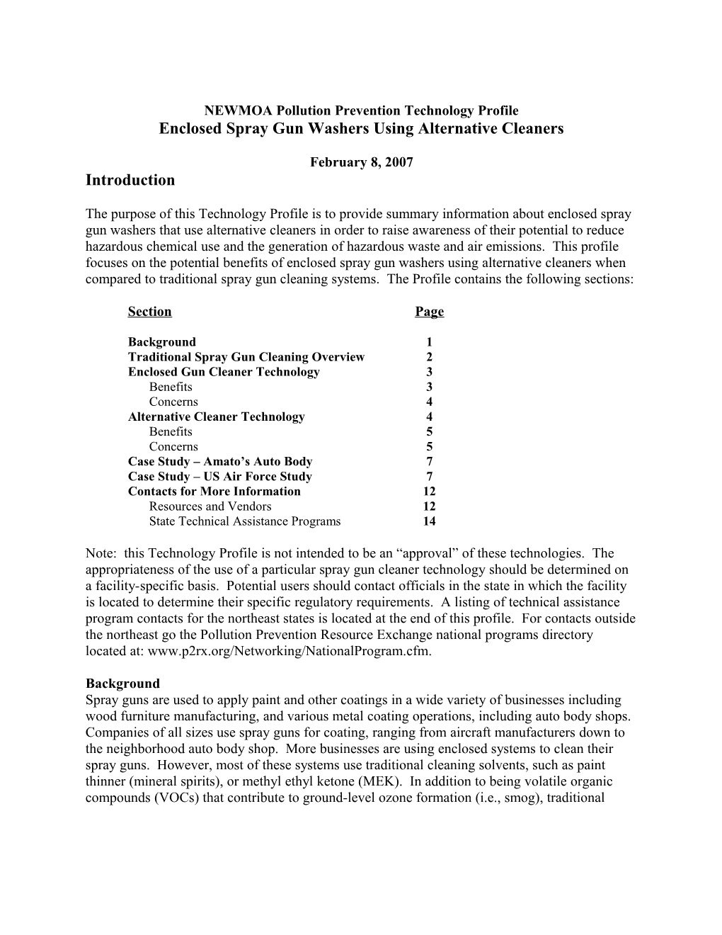 NEWMOA Pollution Prevention Technology Profile