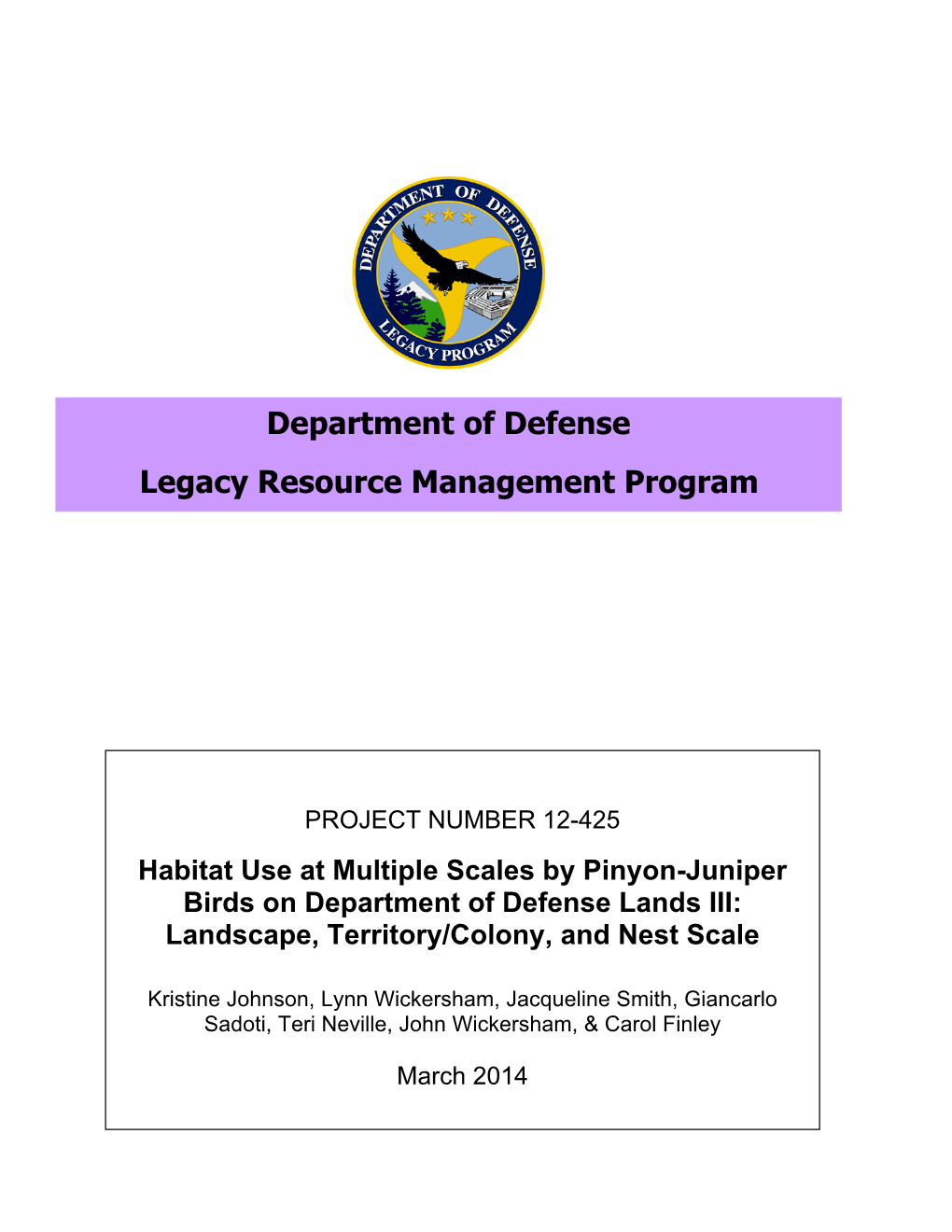 Department of Defense Legacy Resource Management Program