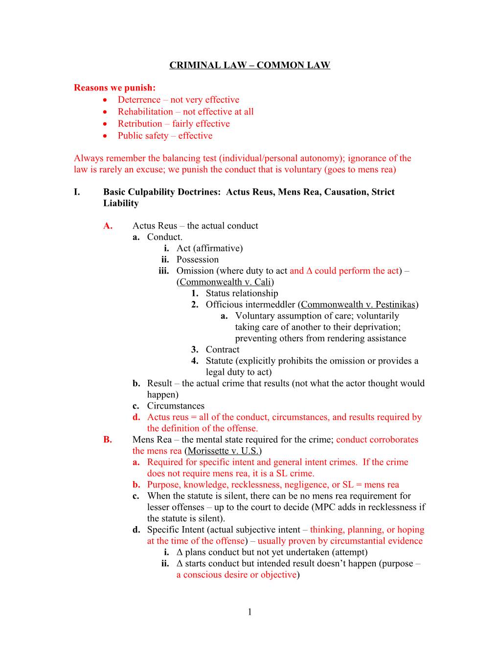 Criminal Law Common Law