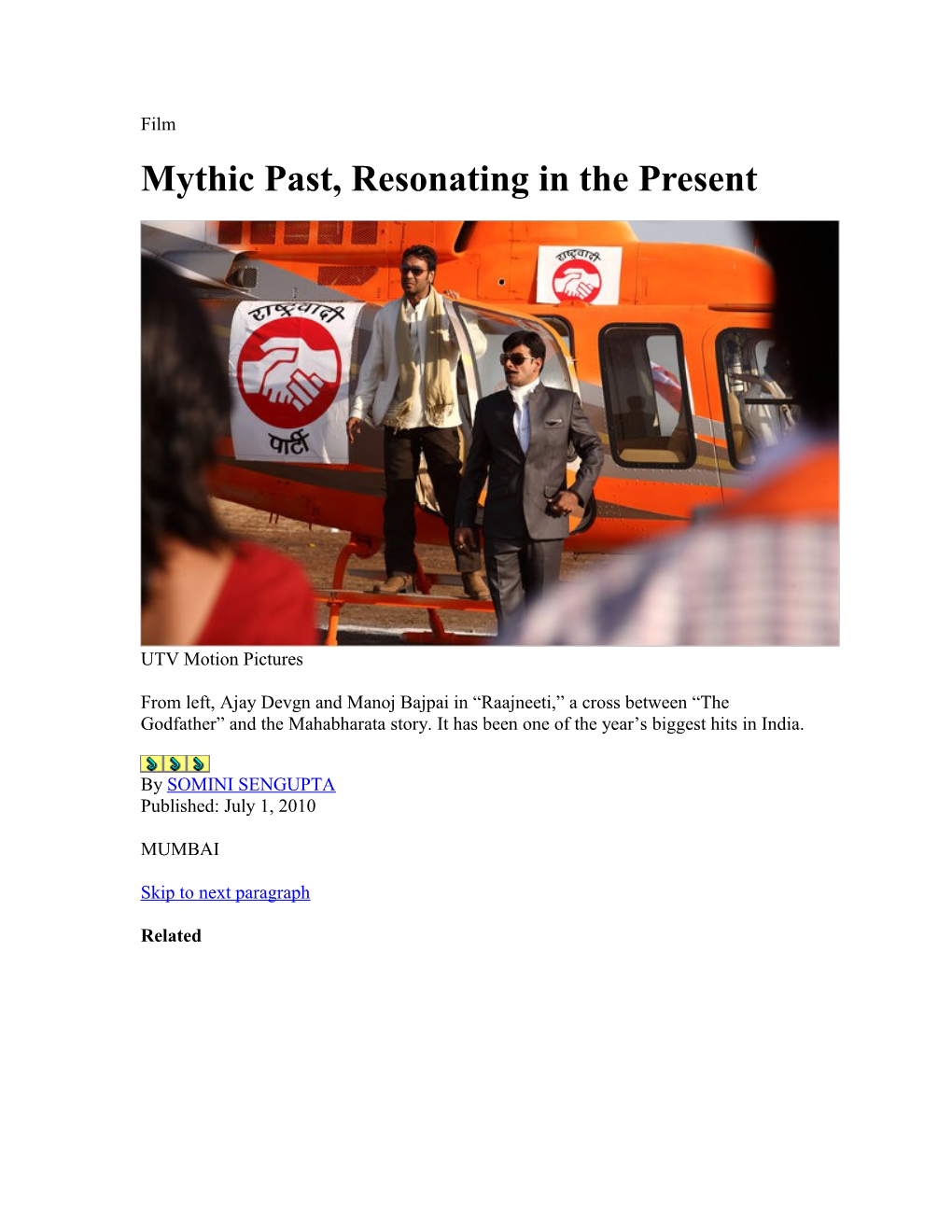 Mythic Past, Resonating in the Present