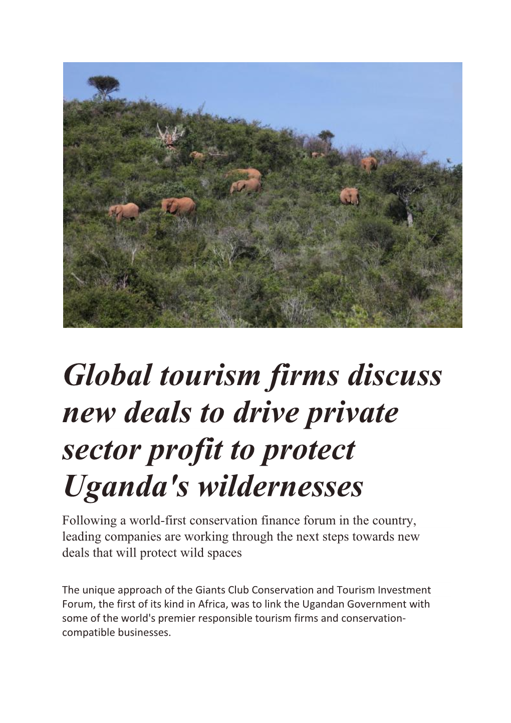 Global Tourism Firms Discuss New Deals to Drive Private Sector Profit To