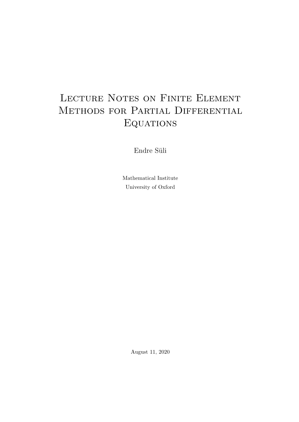 Lecture Notes on Finite Element Methods for Partial Differential Equations