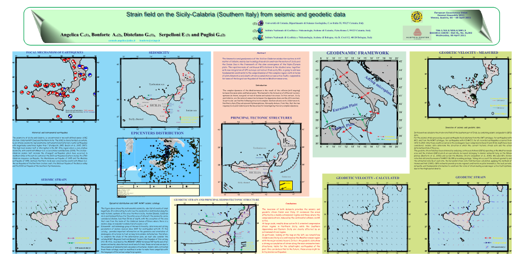 Strain Field on the Sicily-Calabria (Southern Italy) from Seismic And