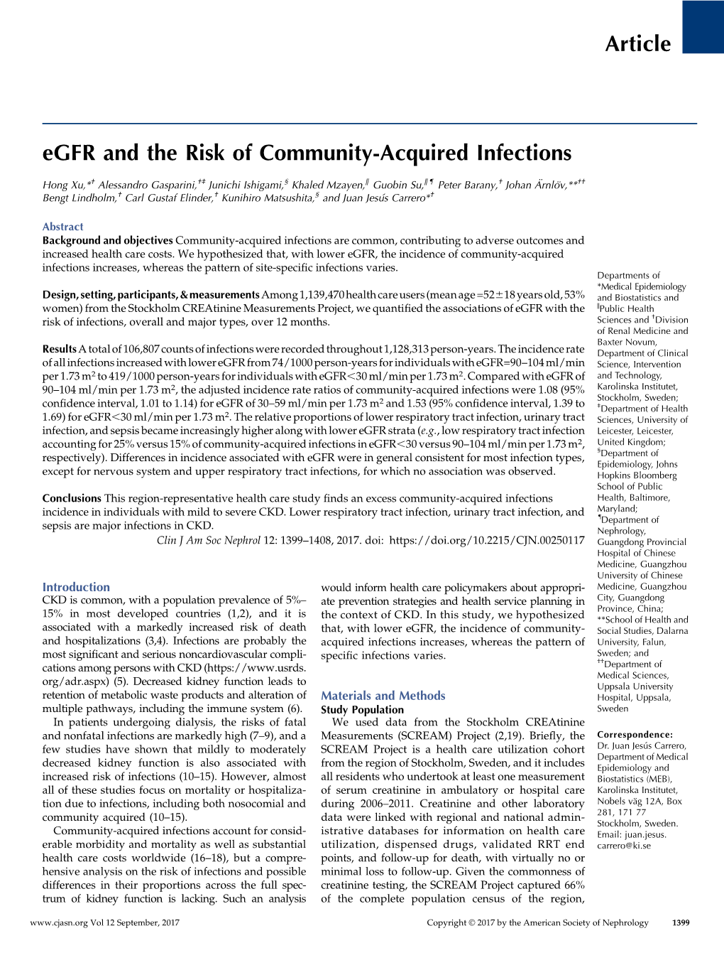 Egfr and the Risk of Community-Acquired Infections