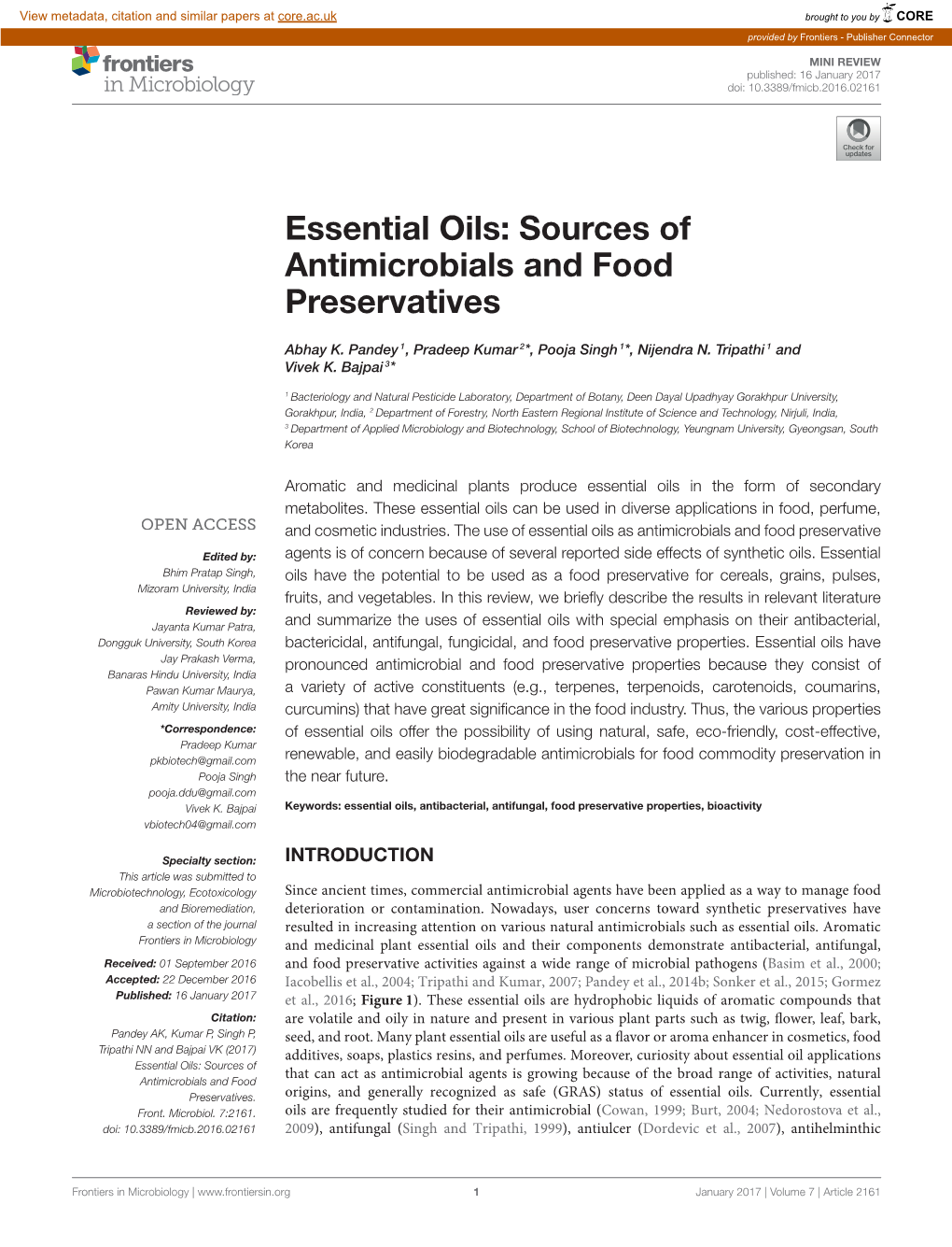 Essential Oils: Sources of Antimicrobials and Food Preservatives