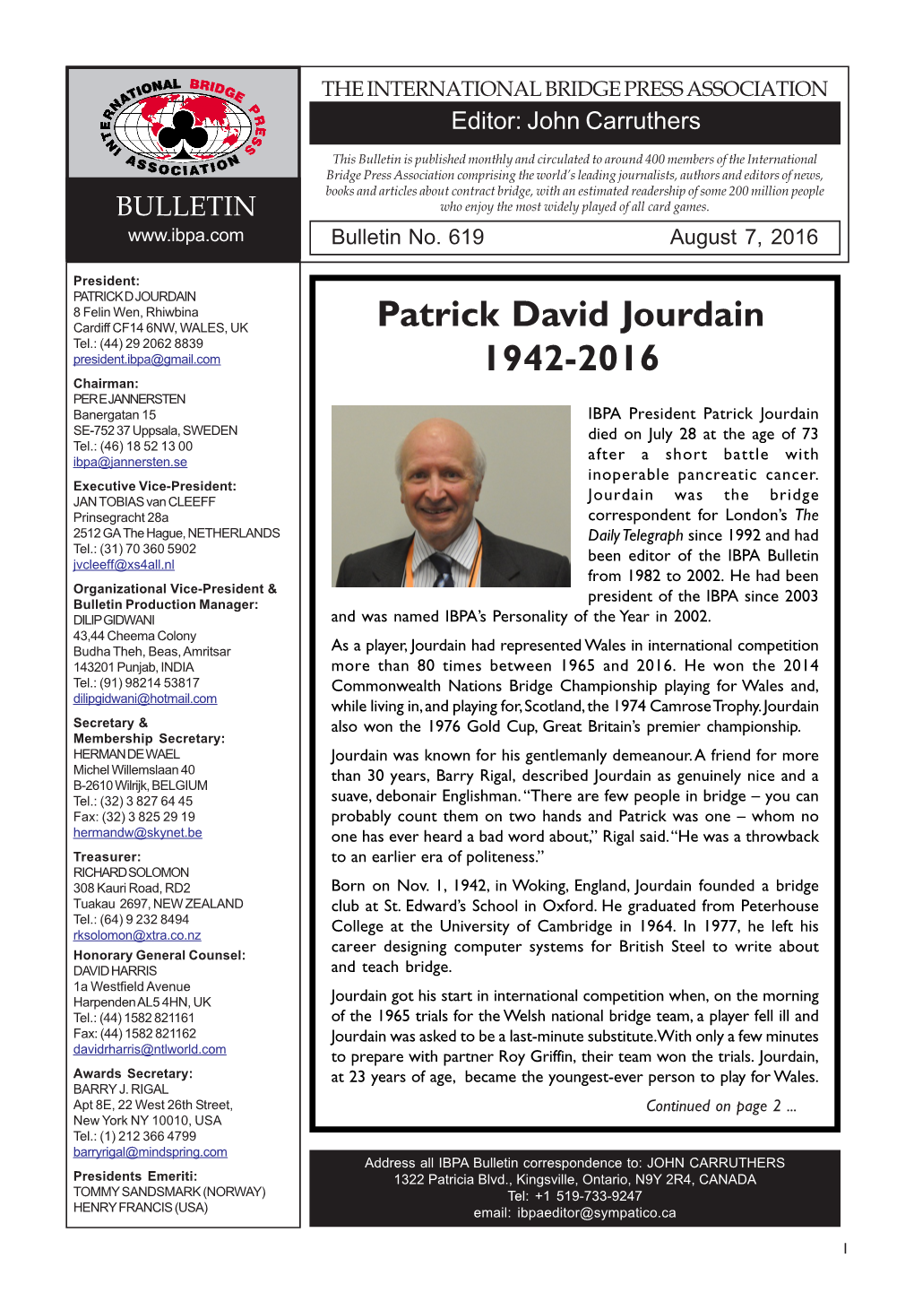 Patrick David Jourdain 1942-2016