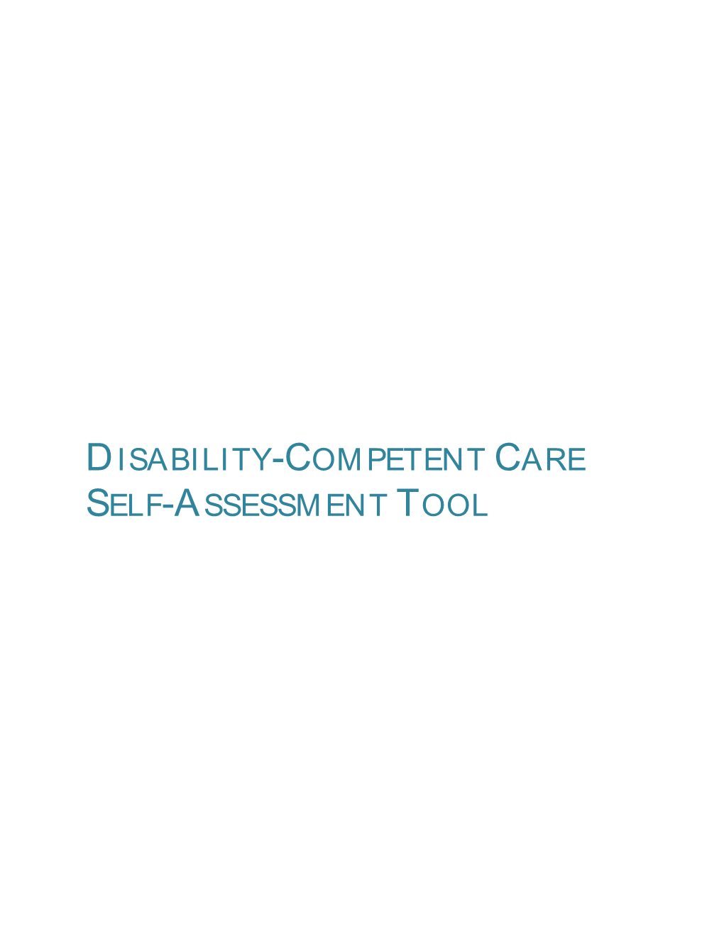 Disability-Competent Care Self-Assessment Tool