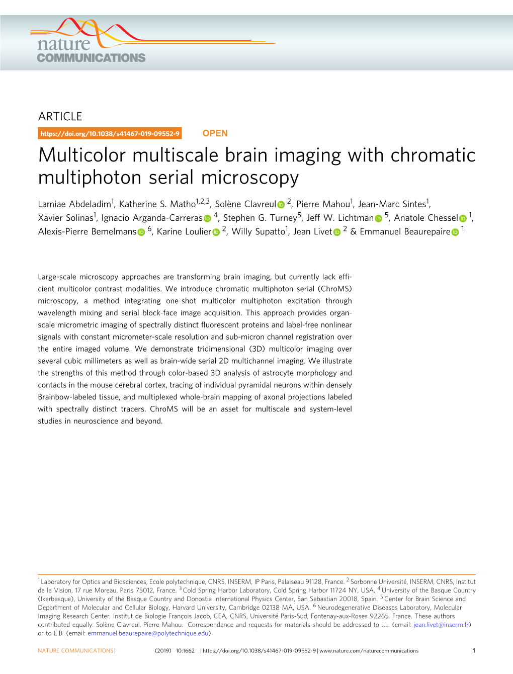 Multicolor Multiscale Brain Imaging with Chromatic Multiphoton Serial Microscopy