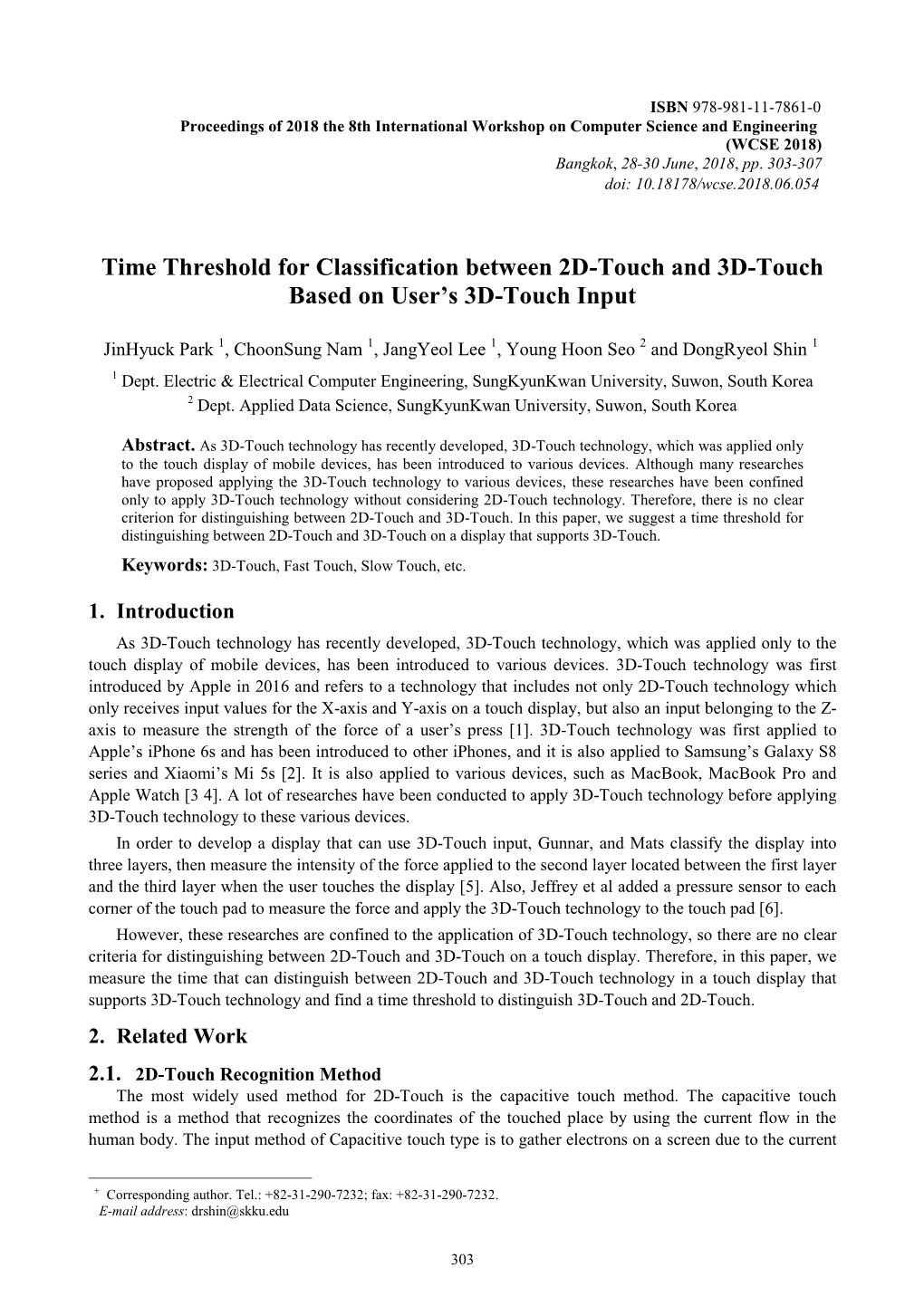 Time Threshold for Classification Between 2D-Touch and 3D-Touch Based on User’S 3D-Touch Input