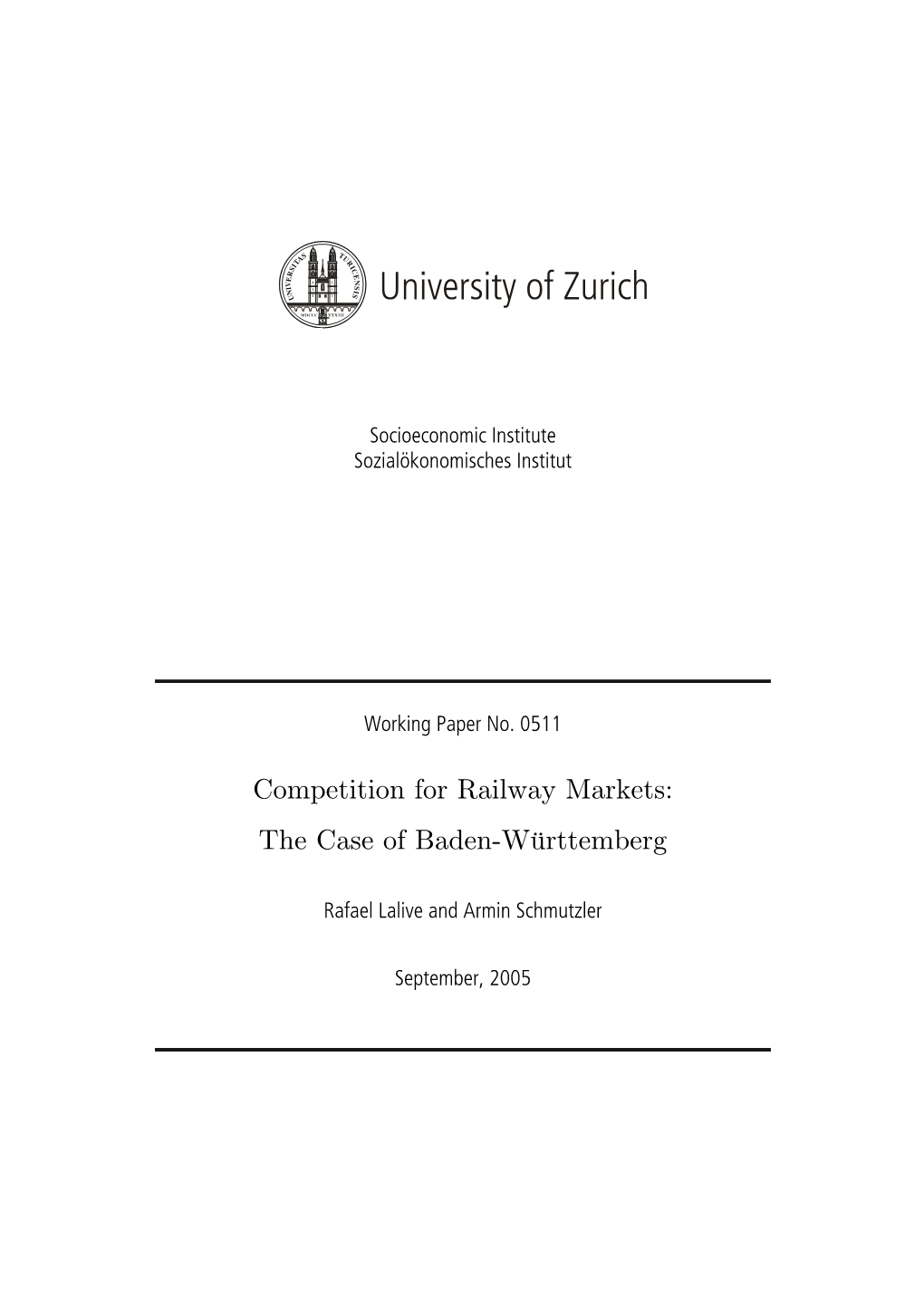 Competition for Railway Markets: the Case of Baden-Württemberg