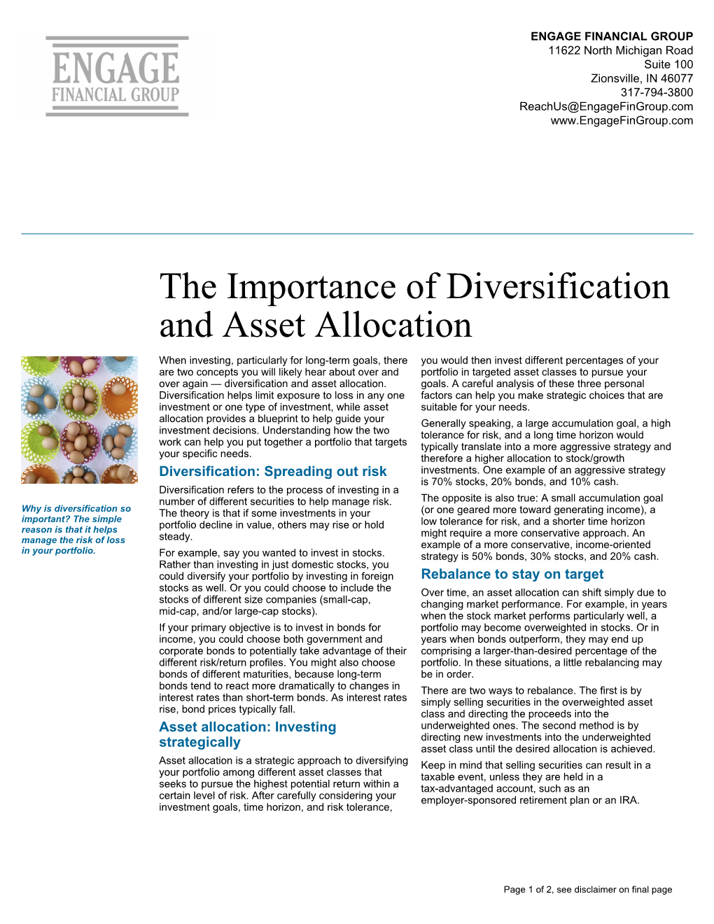 The Importance of Diversification and Asset Allocation
