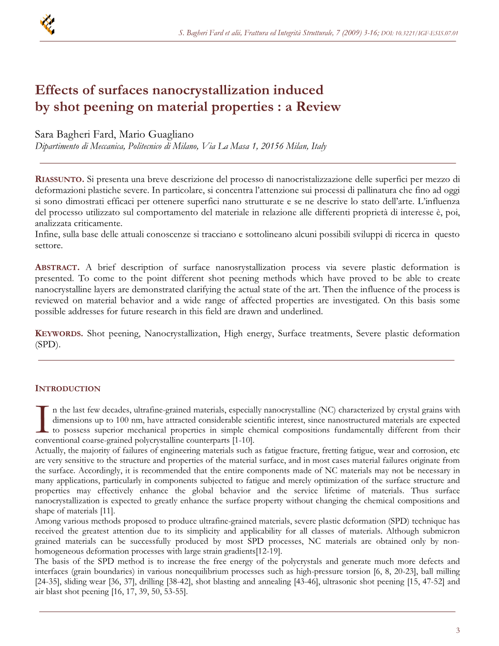 Shot Peening Processes to Obtain Nanocrystalline Surfaces in Metal