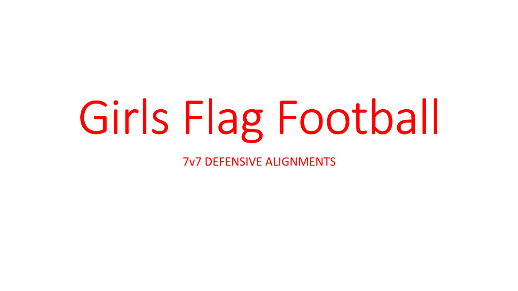 Flag Football 7V7 DEFENSIVE ALIGNMENTS Push/ Mirror Rushing Philosophy