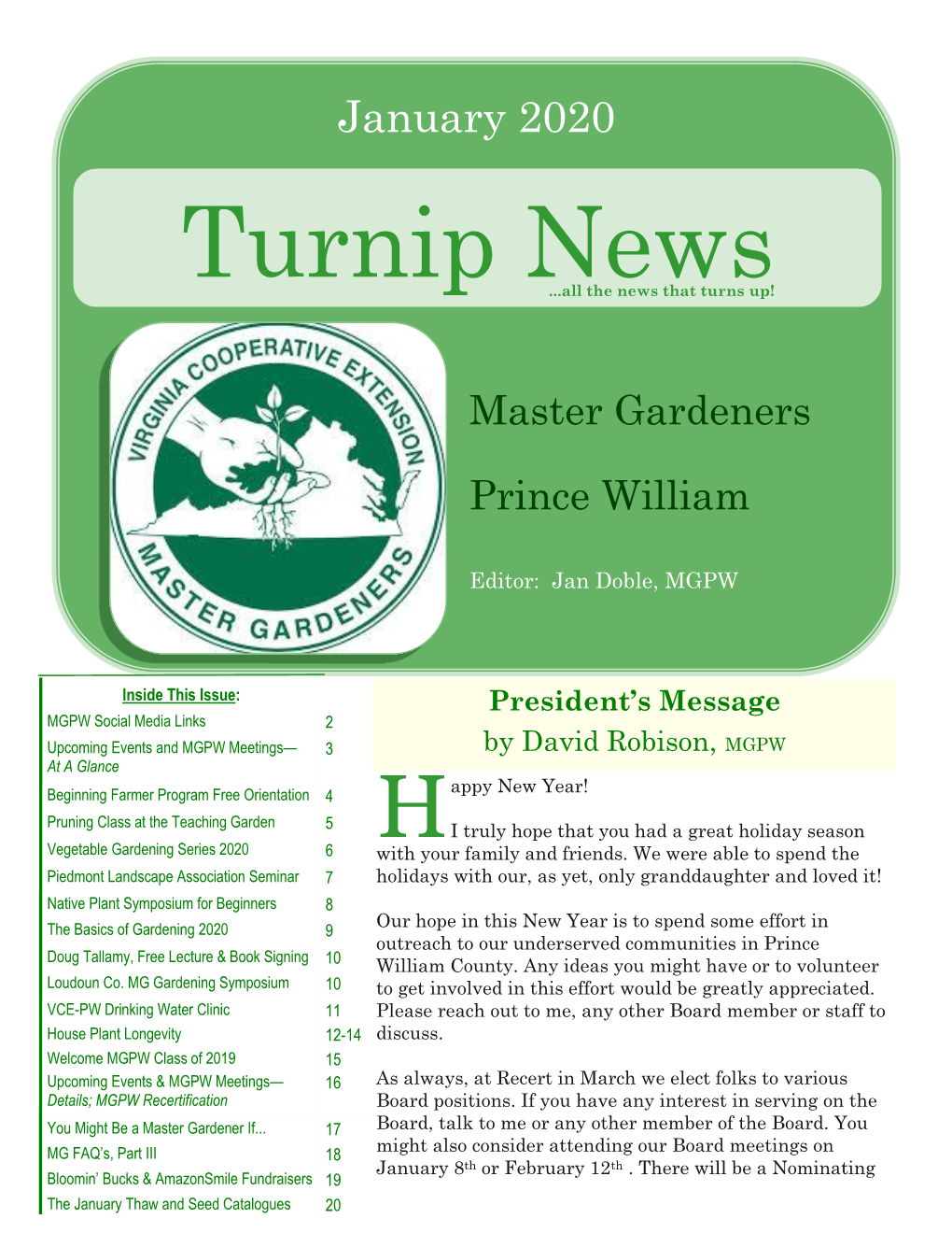 January 2020 Turnip News ...All the News That Turns Up!