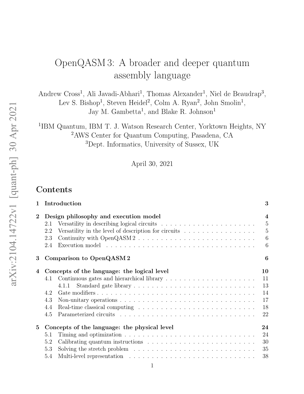 Openqasm3: a Broader and Deeper Quantum Assembly Language Arxiv