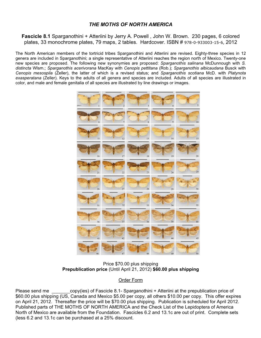 THE MOTHS of NORTH AMERICA Fascicle 8.1 Sparganothini +