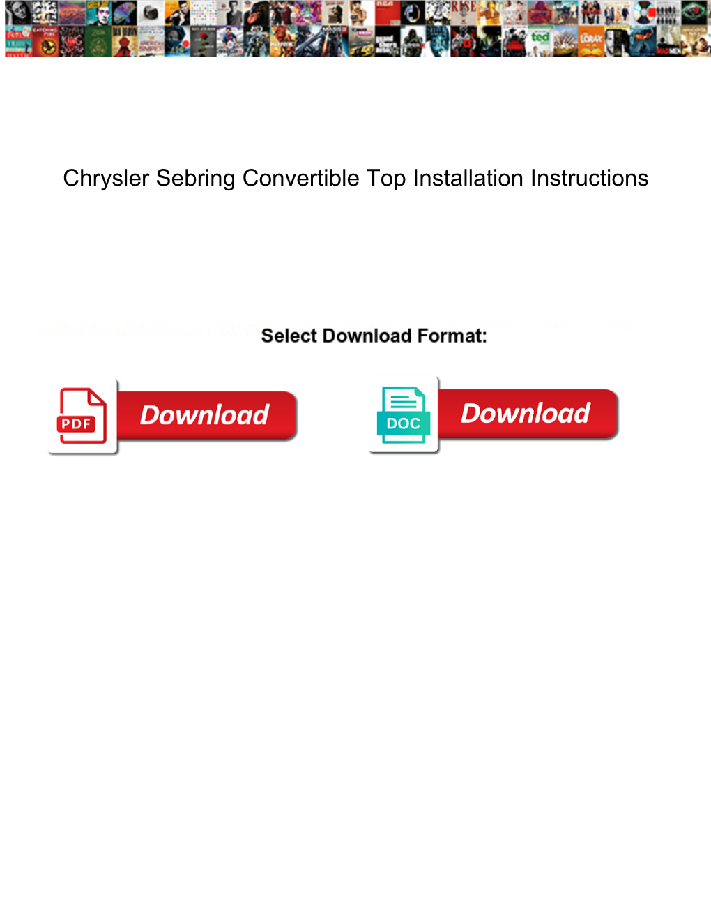 Chrysler Sebring Convertible Top Installation Instructions