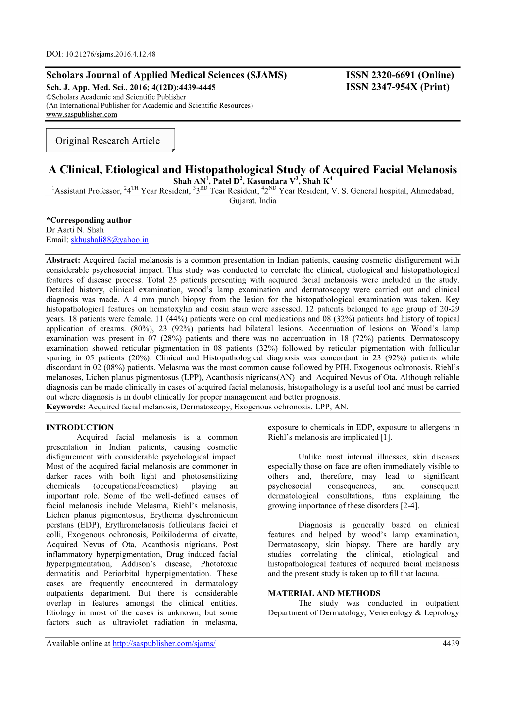 A Clinical, Etiological and Histopathological Study of Acquired