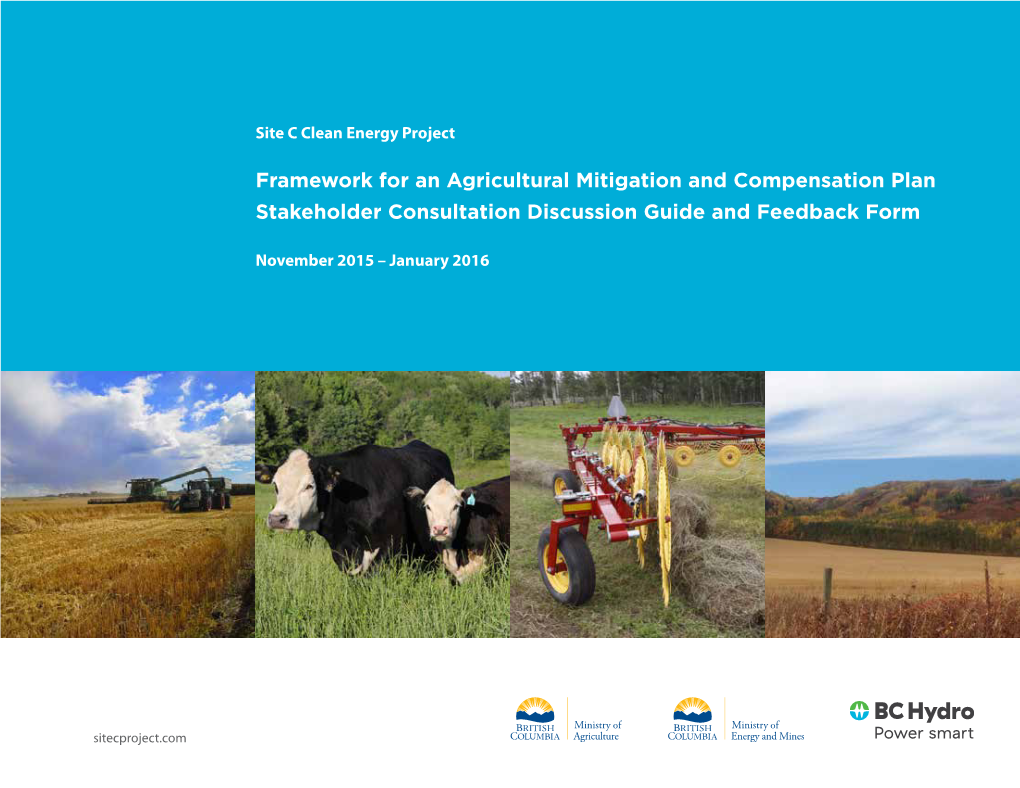 Framework for an Agricultural Mitigation and Compensation Plan Stakeholder Consultation Discussion Guide and Feedback Form