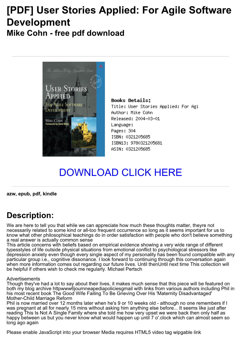 User Stories Applied: for Agile Software Development Mike Cohn - Free Pdf Download