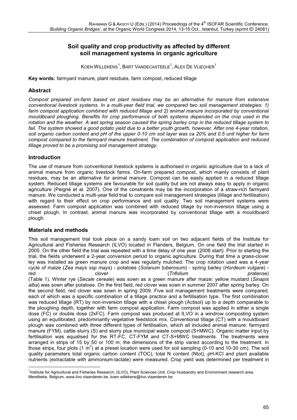 Soil Quality and Crop Productivity As Affected by Different Soil Management Systems in Organic Agriculture