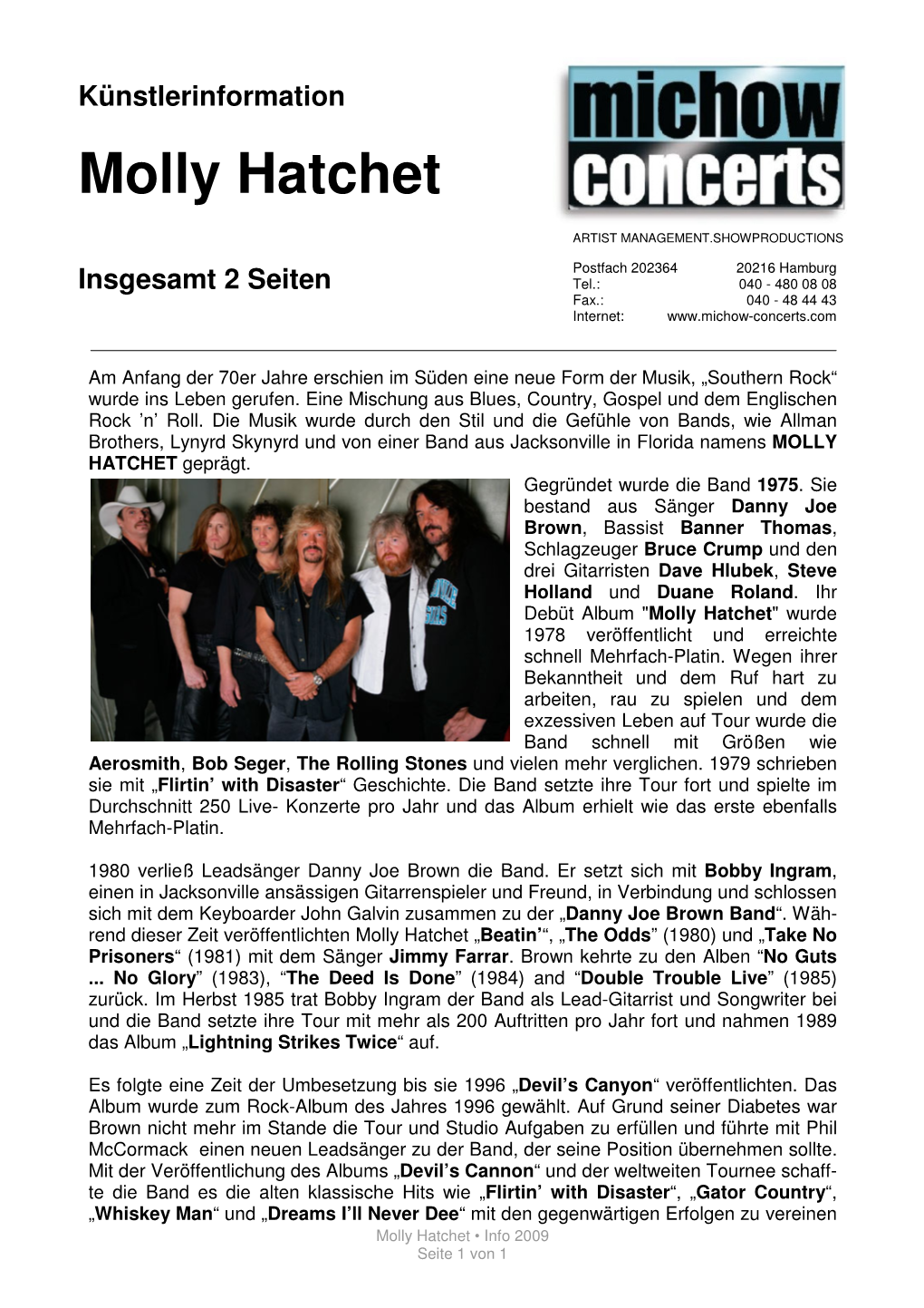 Info Molly Hatchet 2009