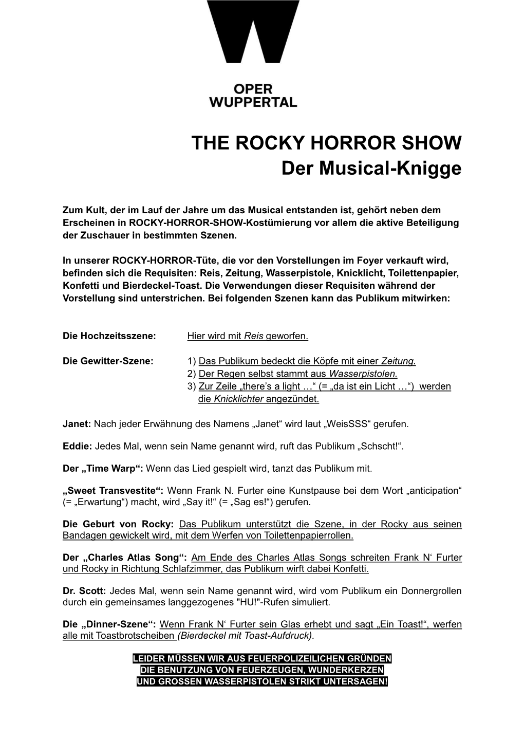 THE ROCKY HORROR SHOW Der Musical-Knigge