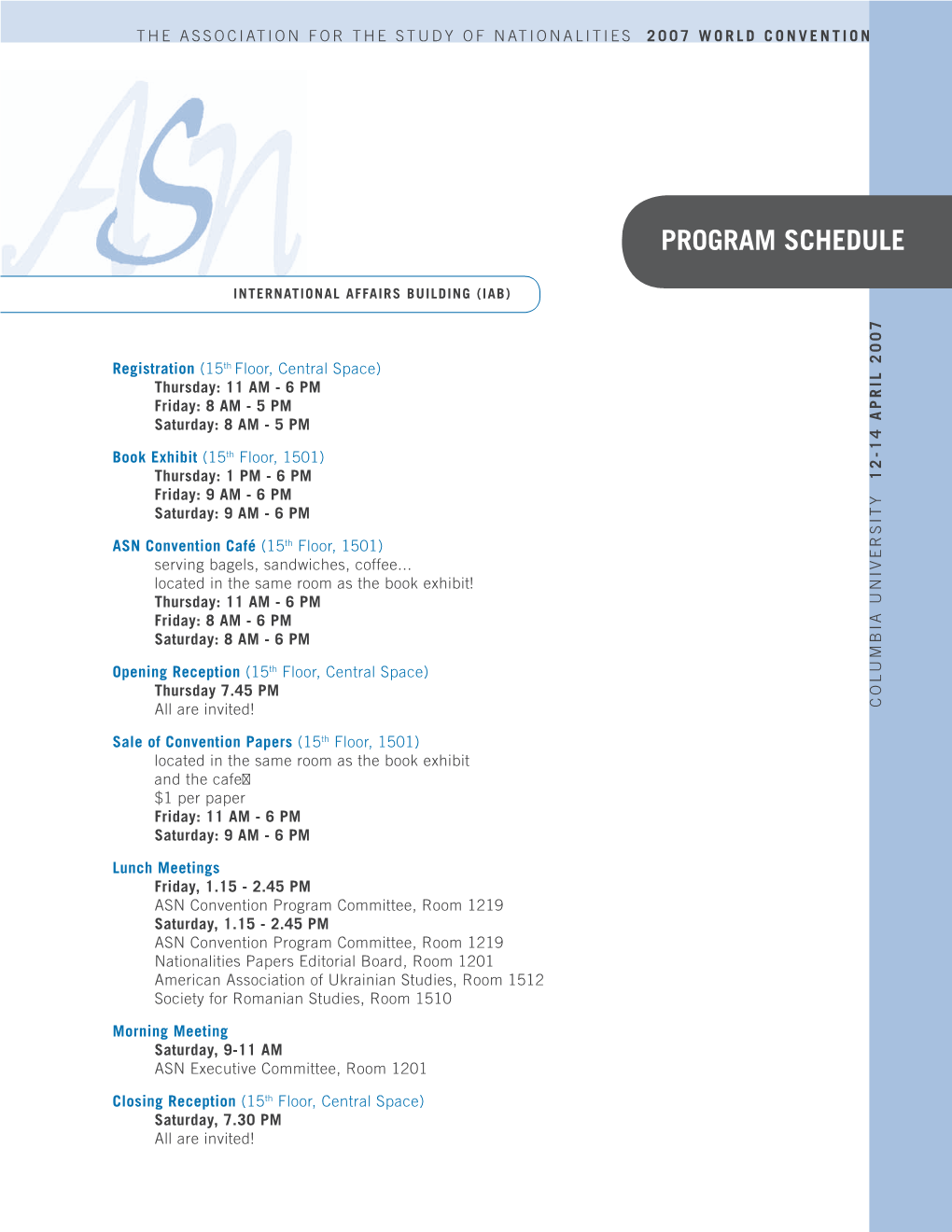 Program Schedule