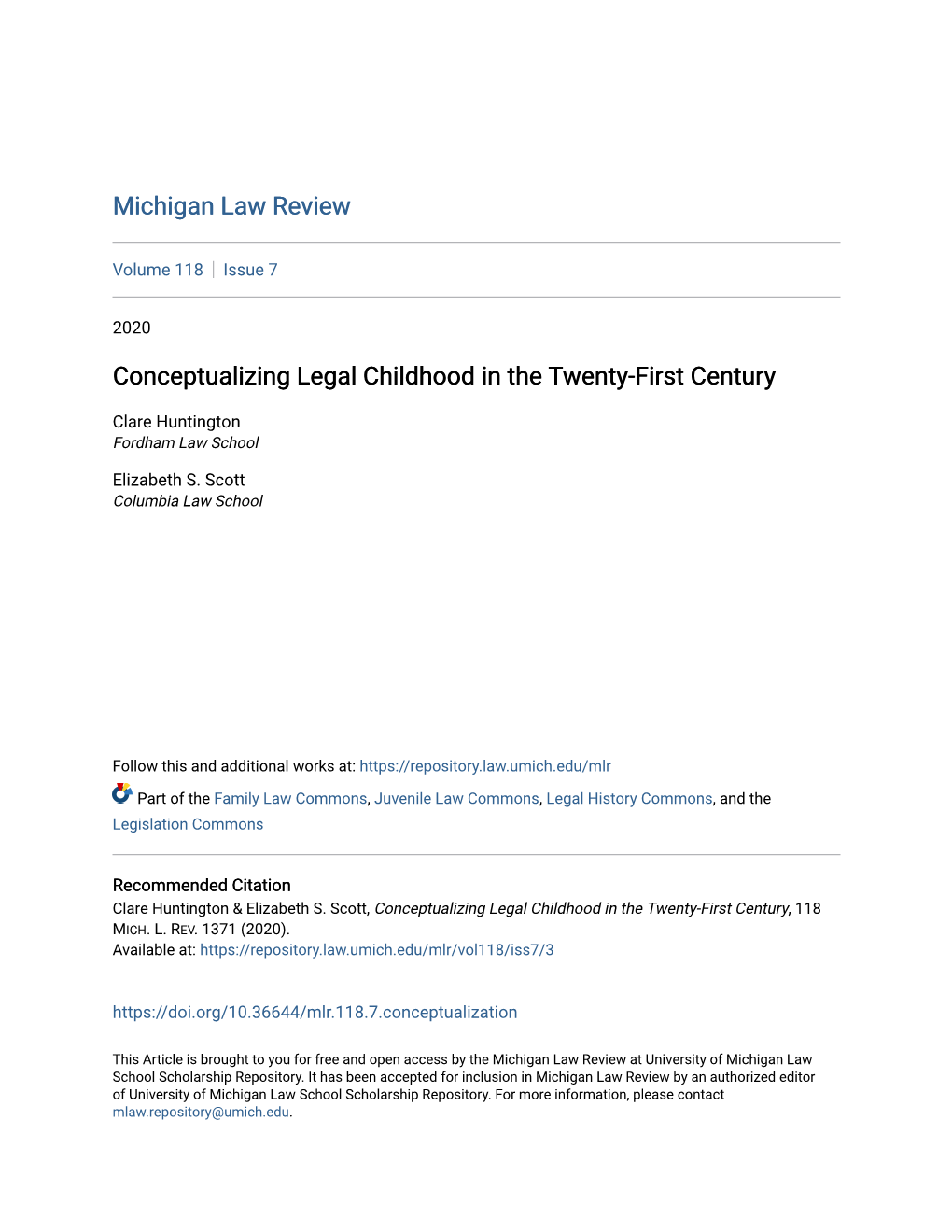 Conceptualizing Legal Childhood in the Twenty-First Century