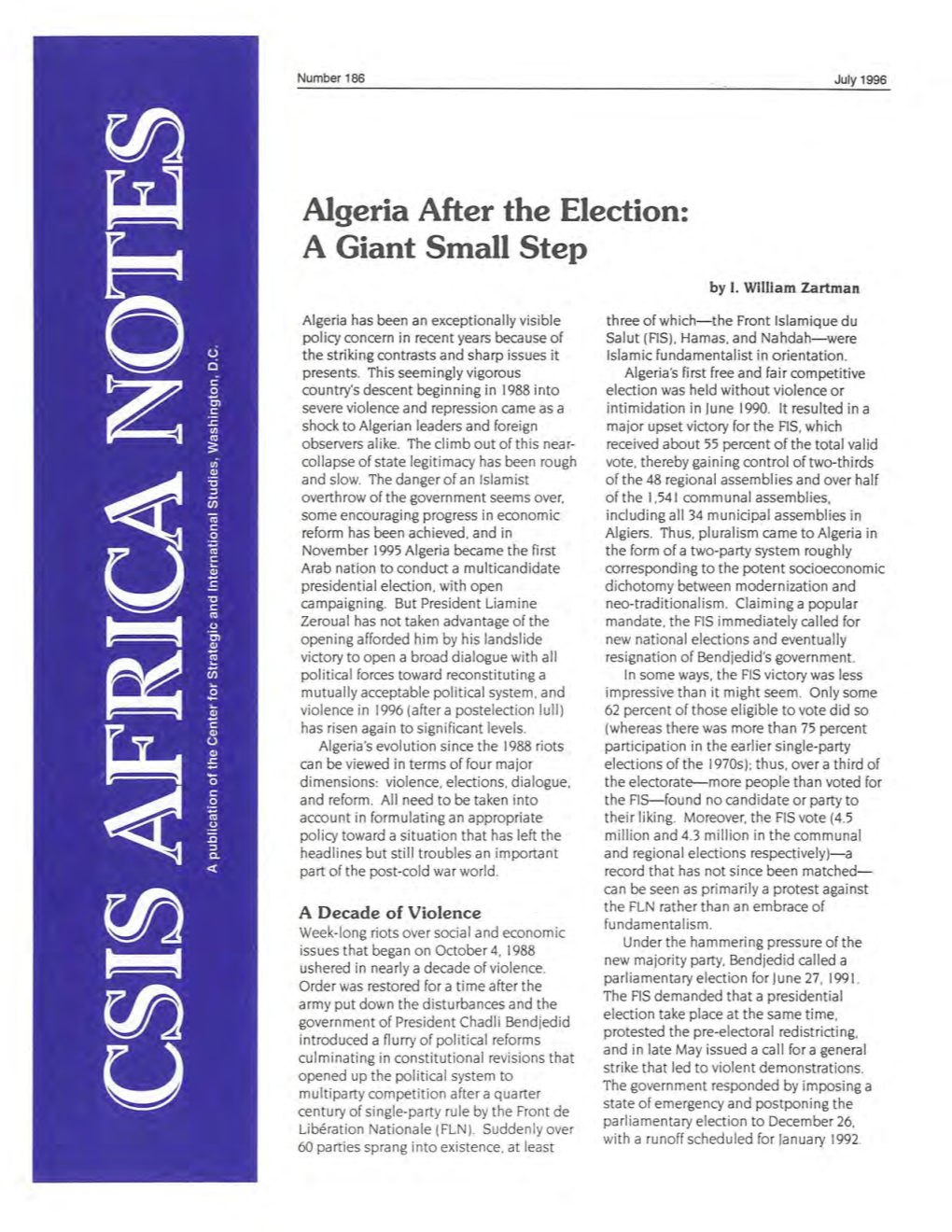 Algeria After the Election: a Giant Small Step