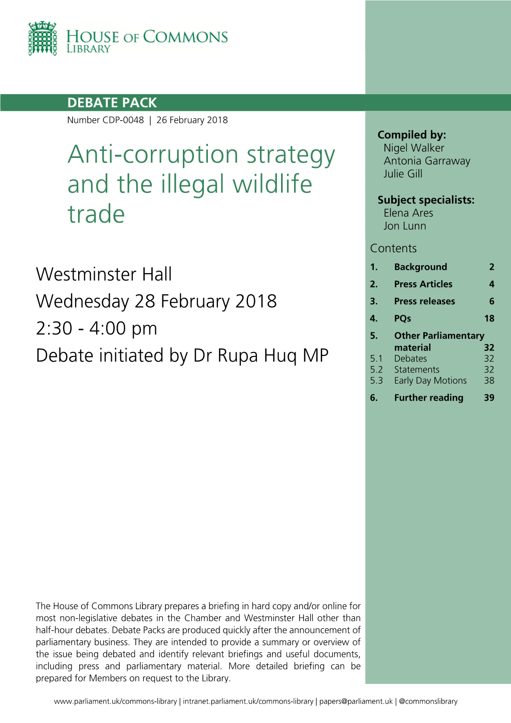 Anti-Corruption Strategy and the Illegal Wildlife Trade 3