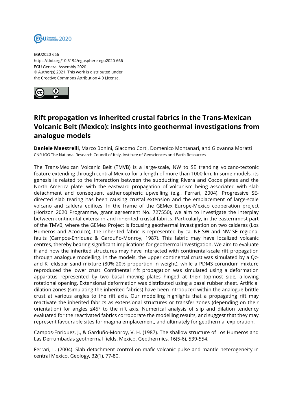 Rift Propagation Vs Inherited Crustal Fabrics in the Trans-Mexican Volcanic Belt (Mexico): Insights Into Geothermal Investigations from Analogue Models