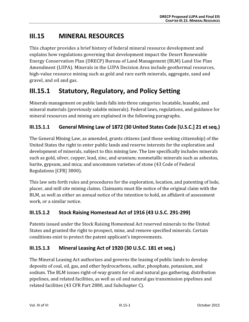 Iii.15 Mineral Resources