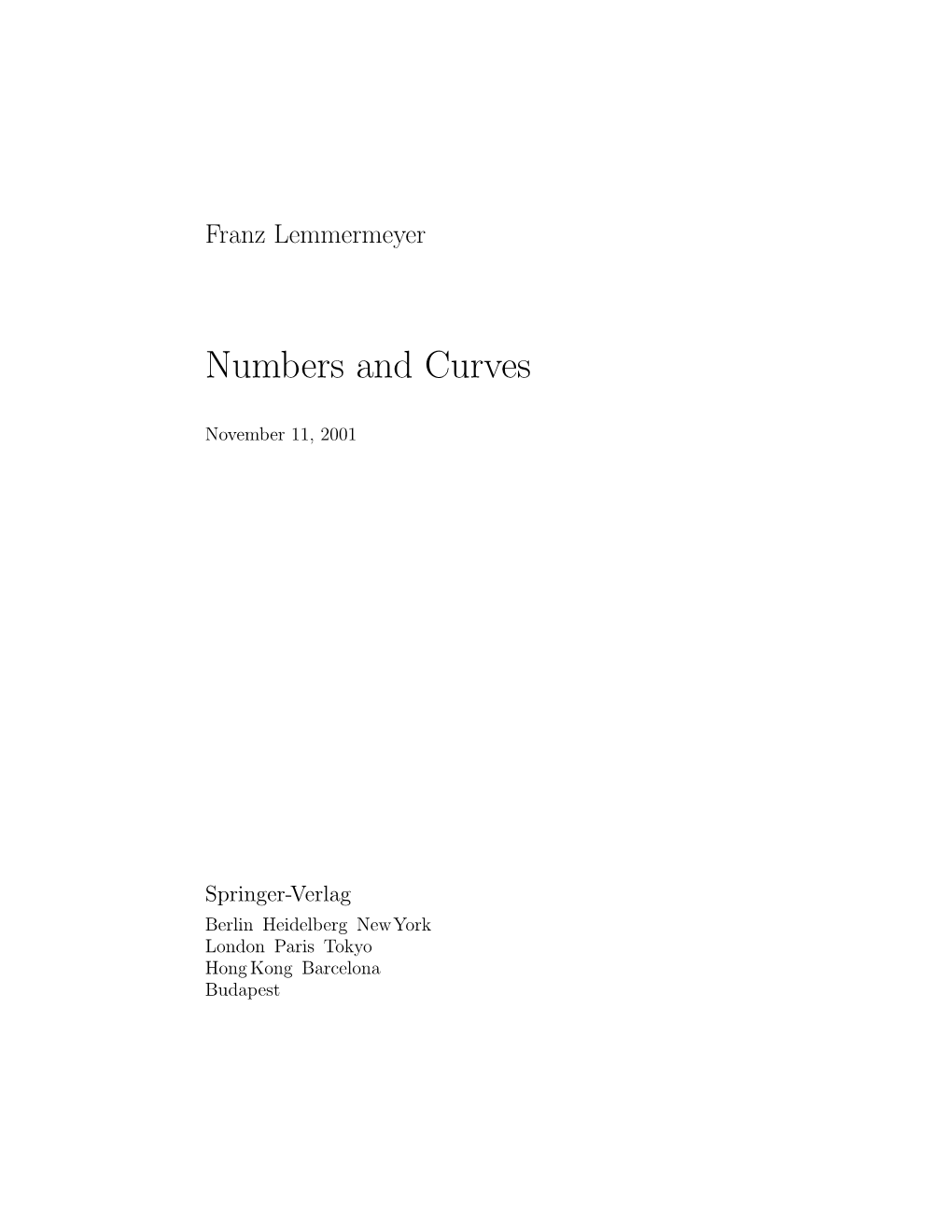 Numbers and Curves