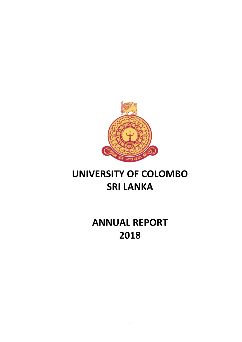 University of Colombo Sri Lanka Annual Report 2018