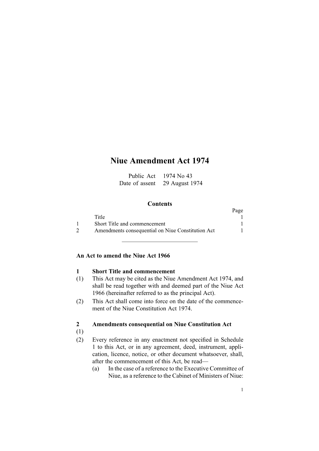 Niue Amendment Act 1974