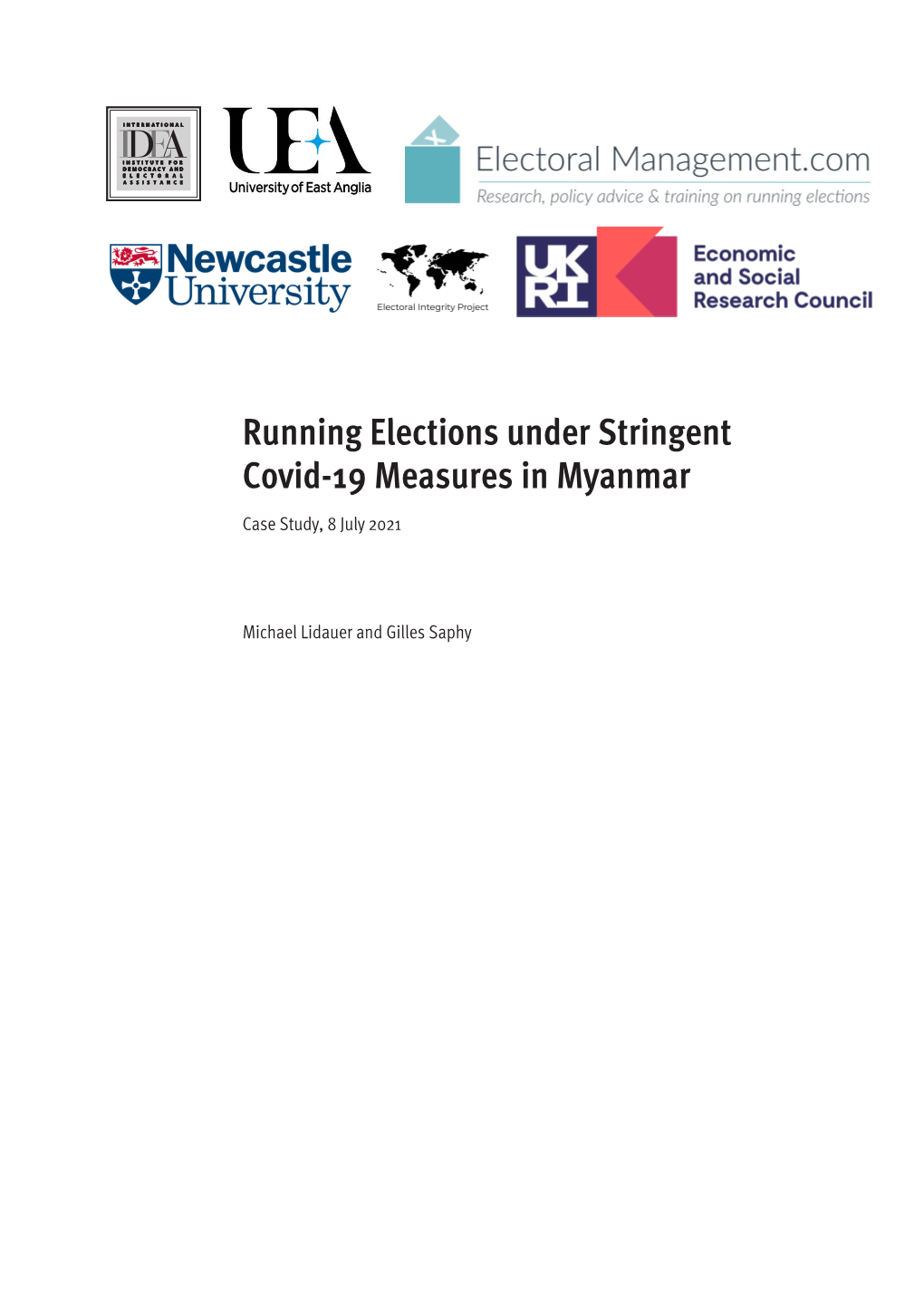 Running Elections Under Stringent Covid-19 Measures in Myanmar